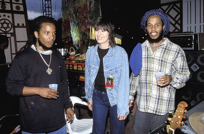 Stephen Marley Chrissie Hynde and Ziggy Marley during TNT Bob Marl- Old Photo