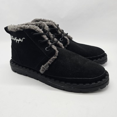 Karl Lagerfeld Paris Men's 9.5 Black Suede Chukka Faux Shearling Lining Boots
