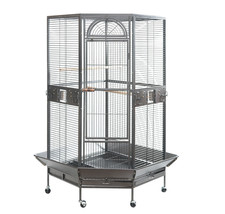 YES4PETS 161 cm XL Corner Bird Cage Pet Parrot Aviary Perch Castor Wheel Stand B