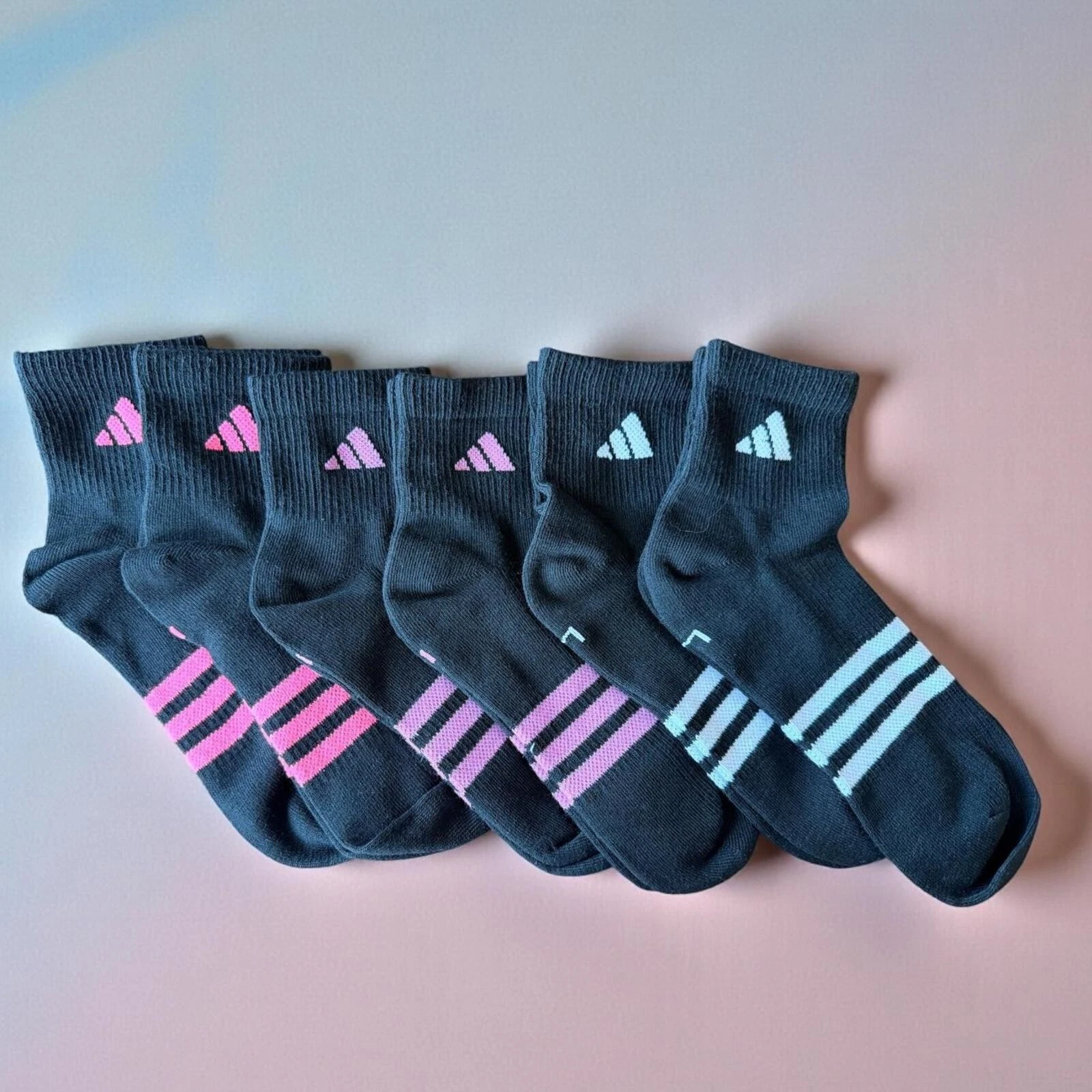 Adidas Athletic Socks 6 Pair Bundle Large Black Pink White
Opens in a new window or tab