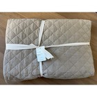 New Pottery Barn Belgian Flax Linen Diamond Quilt Queen Dark Flax Tan