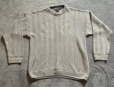 Vtg Chaps Ralph Lauren Pullover Herringbone Sweater Mens L Gray Hand Framed Knit