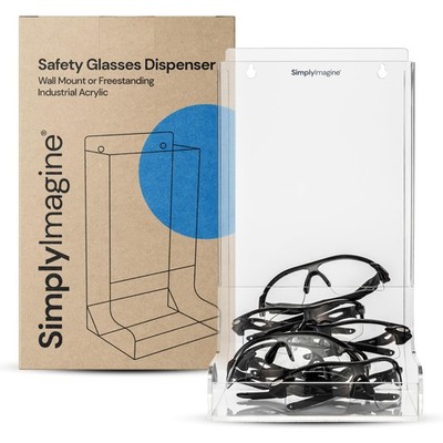 Safety Glasses Holder Wall Mount Dispenser Bin - Clear Acrylic Top-Loading Or...