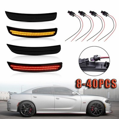 Amber+Red Marker Light+Wiring Harness Connector Fit Dodge Charger 15-221-5SET