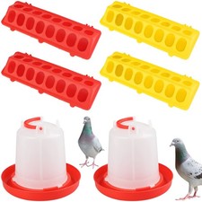6 Pack Chicken Feeder Waterer Set, 1L Feeder Flip Top Feeding Dispenser with ...