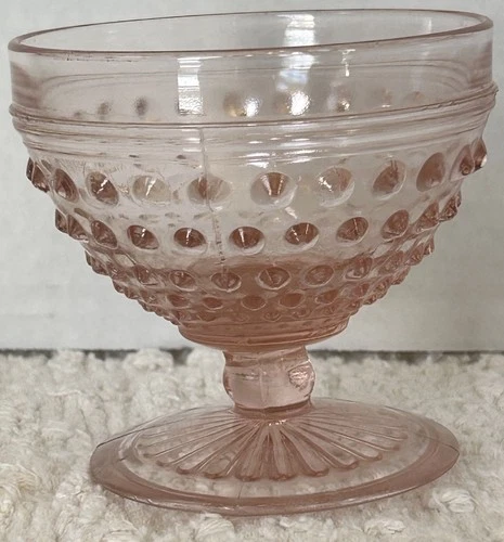 Vintage Anchor Hocking Style Pink Hobnail Depression Glass Sherbet Pink Glass