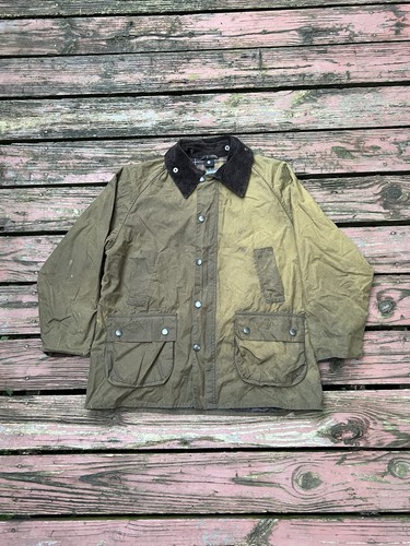 Vintage Barbour Bedale Olive Green Four Pocket Waxed Jacket Made in England 42