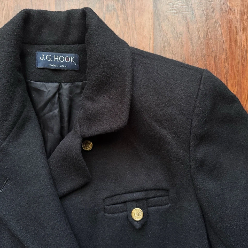 De colección J.G. Abrigo largo negro 100 % lana Hook para mujer talla L/XL silencioso de lujo Foto 4 de 4