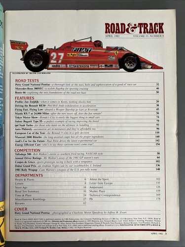 Road & Track Magazine April 1982 Vintage Classic Cars NASCAR Petty ...