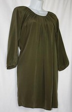 Ulla Johnson 100% SILK Olive Green Long Sleeve Dress Size 4