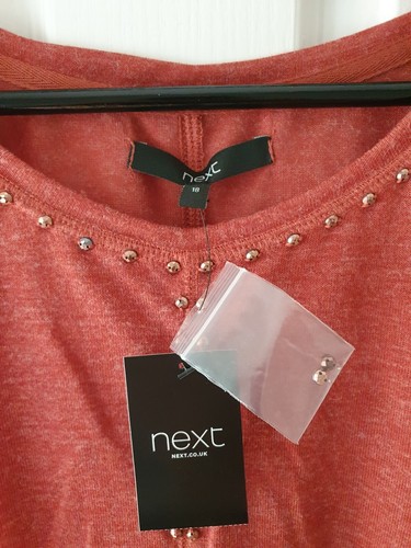 BNWT Burnt Orange Embelished 3/4 length sleeve Next Top - Picture 3 of 4