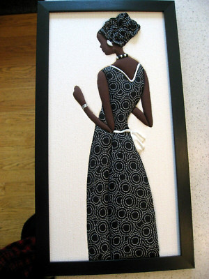 Agnes Asselin African Woman 3D Framed Fabric Art - African Fabrics 17''T x 9''W #4