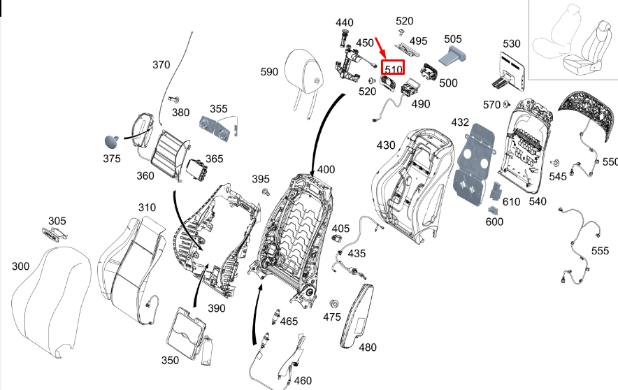 MB GLE W167 Halterung für Sitzmontagekonsole vorne links A2139192500