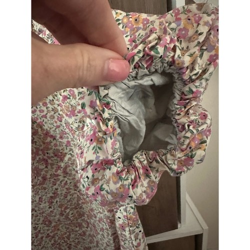 Zara girls dress floral pull short sleeves Ruffle hem size 7 cotton - Picture 5 of 5