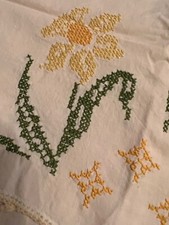2 Vintage Daffodil Hand Stitched Pillowcases