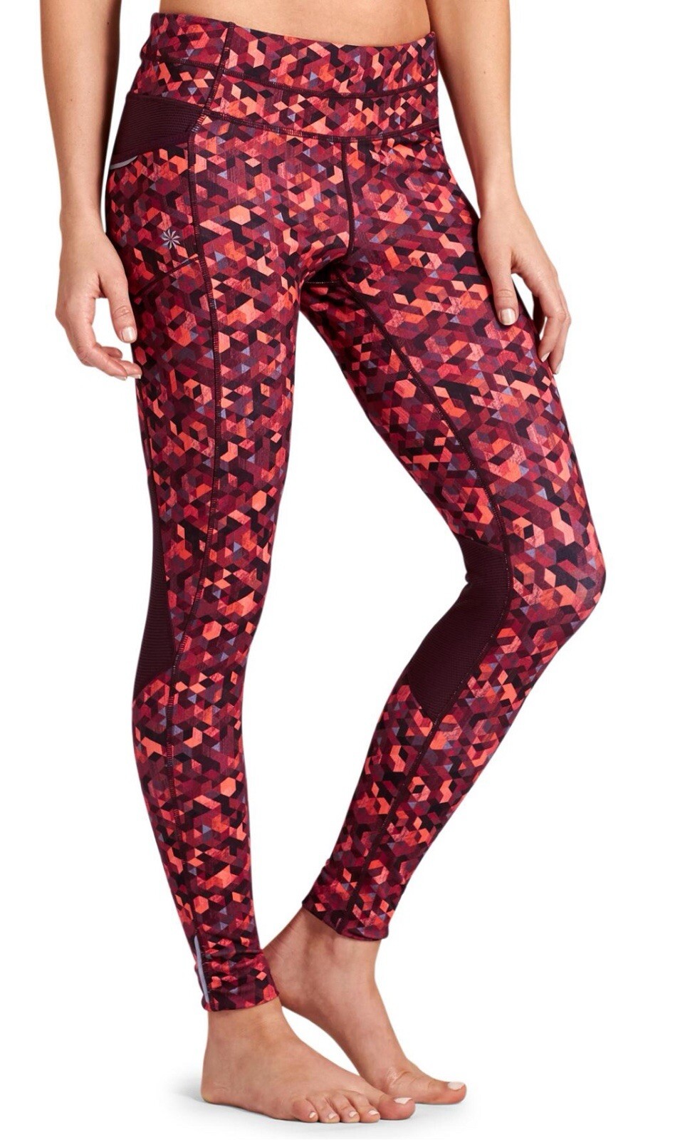 ATHLETA TRIANGULAR BE FREE Red + Black Leggings W… - image 1