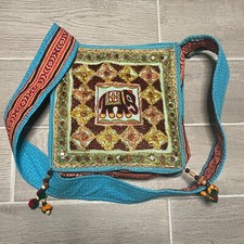 Handmade Embroidered Boho Shoulder Bag - Elephant Design - Indian Ethnic Crossbo