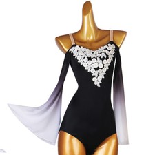 NEW Women Top for Latin salsa cha cha tango Ballroom Dance F754 Black