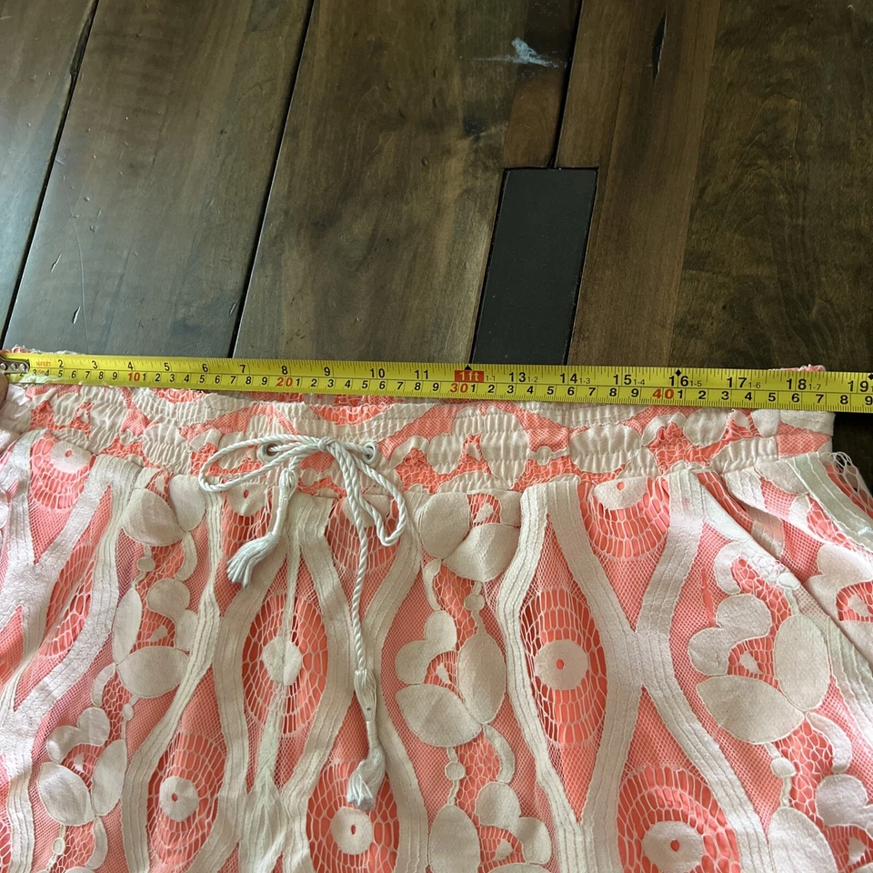 Lane Bryant Mujer Playa Verano Coral/Naranja Encaje Cintura Elástica Corto Talla 14/16 Foto 3 de 4