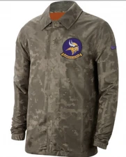 Nike Men’s Minnesota Vikings Salute To Service Snap Lightweight Jacket Large L