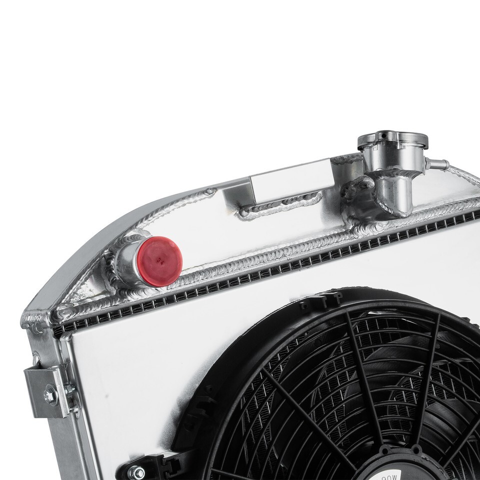 4 Rows Radiator+Shroud Fan For 1930-1938 37 Ford HI BOY Hot Rod Chopped Chevy V8