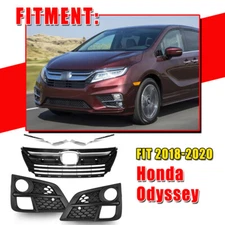 5PCS For 2018 2019 2020 Honda Odyssey Front Bumper Grille Grill&Fog Light Cover