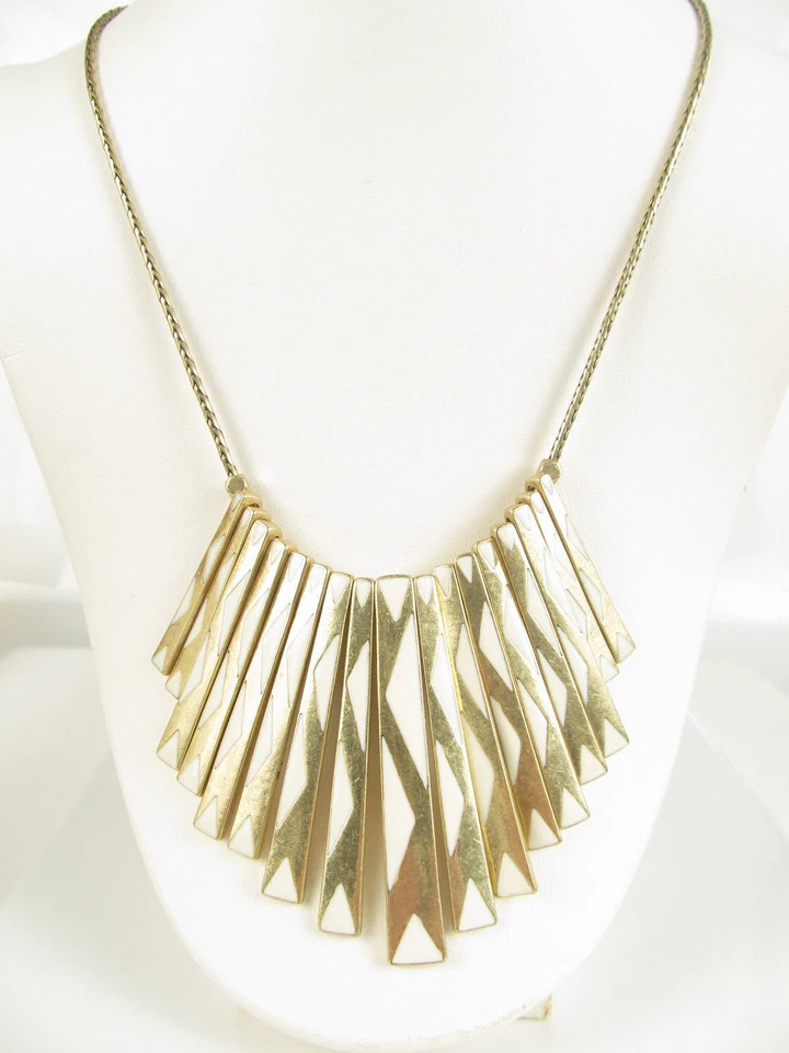 65 美元幸运品牌桨扇白色珐琅金色幻灯片项链,27 英寸长全新 — 第 2/4 张图片