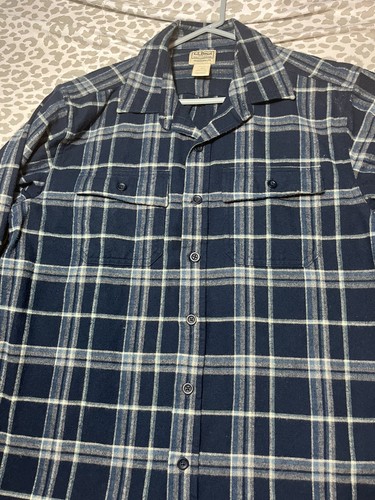 L.L Bean Mens L Flannel Traditional Fit 100% Cotton Plaid Button Down Shirt - Picture 6 of 16