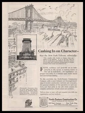 1921 North Eastern Construction Company Manhattan Bridge New York City Print Ad