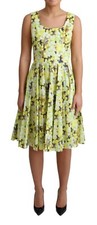 DOLCE & GABBANA Dress Yellow Floral Cotton Stretch Gown IT38 /US4 / XS RRP $1400