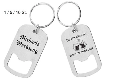 APLUSASHOP Flaschenöffner Schlüsselanhänger mit Gravur nach Wunsch Edelstahl NEU Anhänger