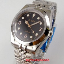 39mm BLIGER black dial sapphire glass luminous PT5000 NH35A automatic mens watch