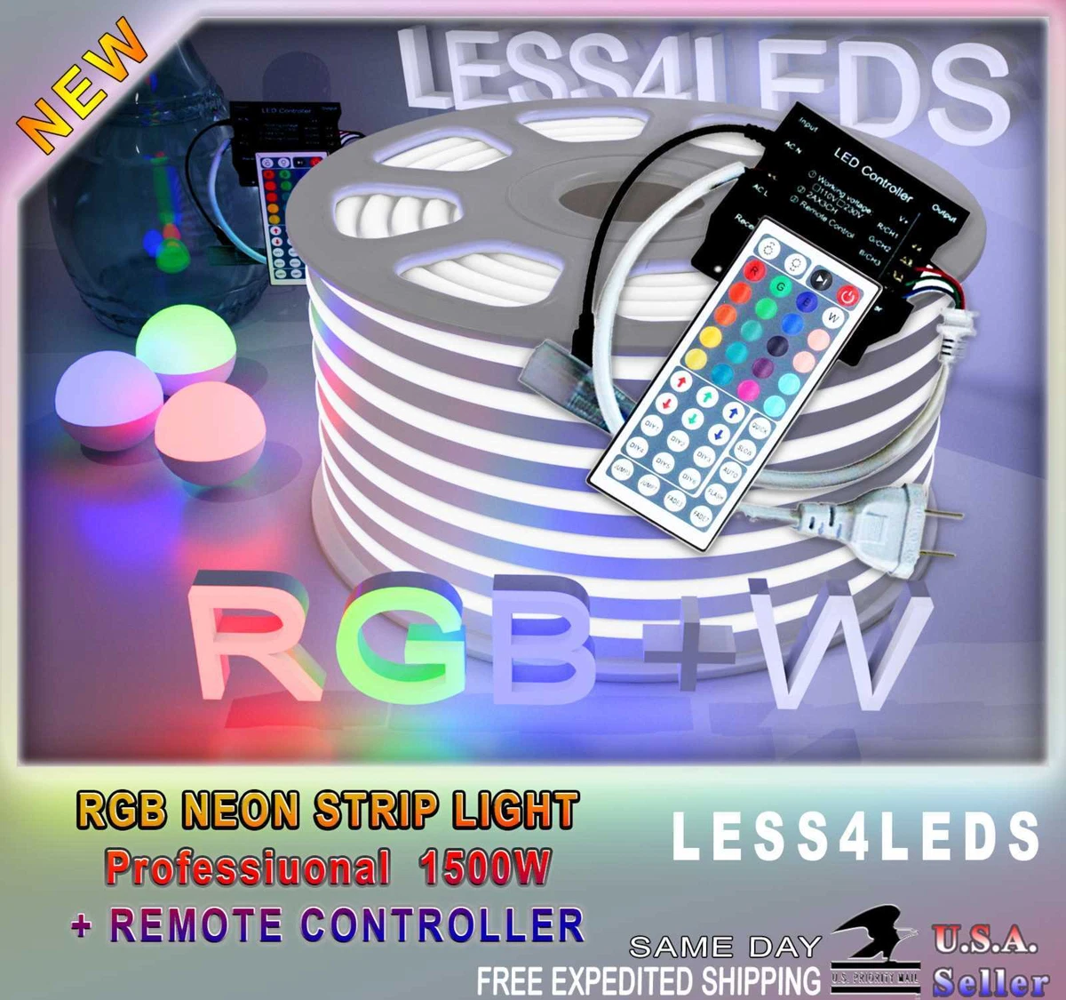 110V - 120V Professional Led Neon Rope Flex 100m RGB+W Outdoor Led Strip  Light