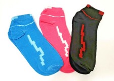 3 PAIRS ANKLE SPORT FASHION NOVELTY BLACK BLUE PINK UNISEX SOCKS 9-11