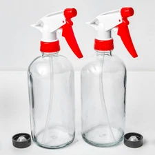 DMSOSTORE 16 oz. Glass Spray Bottles 2 Pack with Red Trigger Sprayer, Adjustable