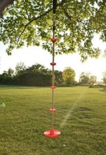 Kids Climbing Rope Swing w Disc Swing Seat Rope Ladder Outdoor Tree Backyard RED