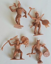 1972 Marx Battle of Little Big Horn Playset 4pc Native Warrior Custer Last Stand