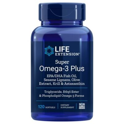 Super Omega-3 EPA/DHA with Sesame Lignans & Olive Fruit Extract 120 Soft Gels By