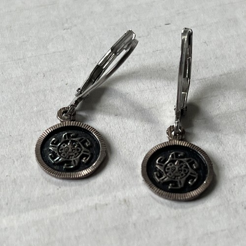 Sterlingsilber Maya Azteken Sonnenhänger Hebel Rückseite Ohrringe 6a - Bild 2 von 4