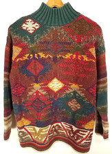 Vintage Casual Corner Sweater Women's Large Pullover Multicolor Knitted By Hand