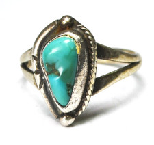 Sterling Silver Turquoise 16mm Solitaire Vintage Ring Size 7