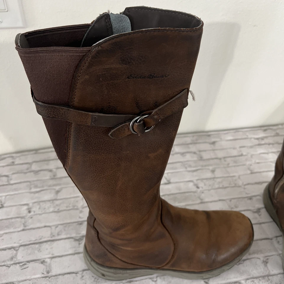 Botas Eddie Bauer Lodge para mujer talla 37,5 marrón cuero coñac media pantorrilla cremallera Foto 4 de 4