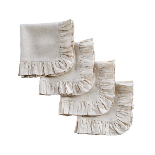 Solino Home 100% Pure Linen Dinner Napkins Square for Fall, Gabrielle Ruffle - Picture 22 of 52