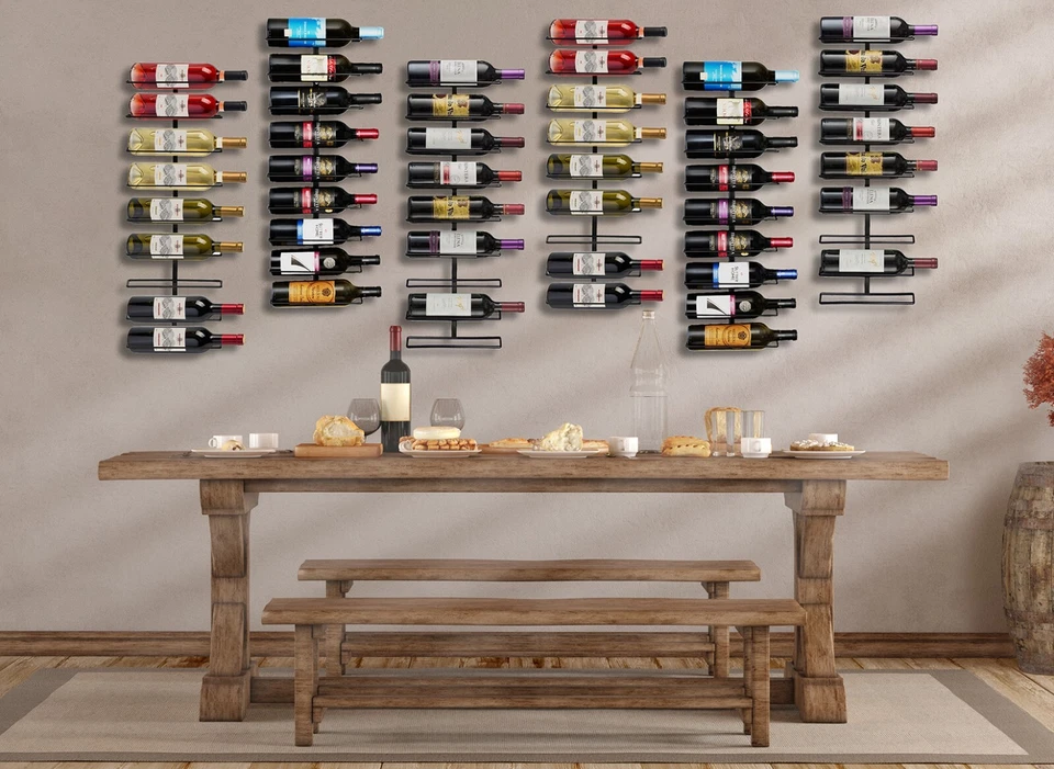 Estante para vino montado en la pared de 9 botellas - Paquete de 2 Foto 2 de 4