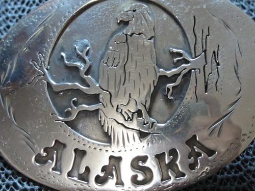 ¡HEBILLA DE CINTURÓN DE ÁGUILA WESTERN ALASKA! ¡DE COLECCIÓN! ¡RARO! ¡HECHO A MANO! ¡GRANDE! ¡Década de 1980! EE. UU. - Imagen 7 de 9