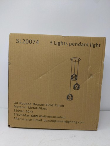 Fulwo 3-Light Pendant Fixtures, Clear Glass Shade, Oil Rubbed Bronze for Kitchen - Picture 5 of 6