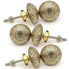 Golden Brass knobs for Cabinets Drawers, Dresser Door Pulls 38 mm Set of 6