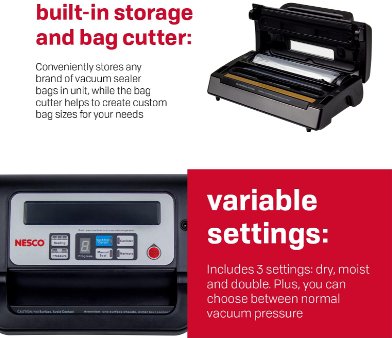 Deluxe Food VS12 Vacuum Sealer, 130W, Kit Bags & Viewing Lid, Compact