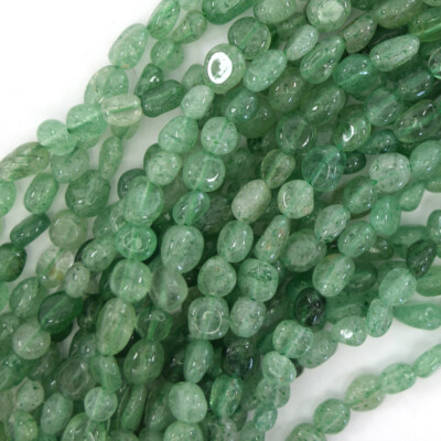 6mm - 8mm natural green strawberry quartz pebble nugget beads 15.5'' strand