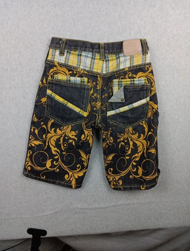 Royal Linx Black jean shorts Patchwork Plaid Y2K 90s Hip Hop Jorts Excellent - Picture 6 of 7